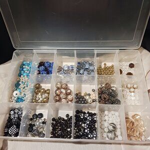 Crafting Beads in plastic storage container